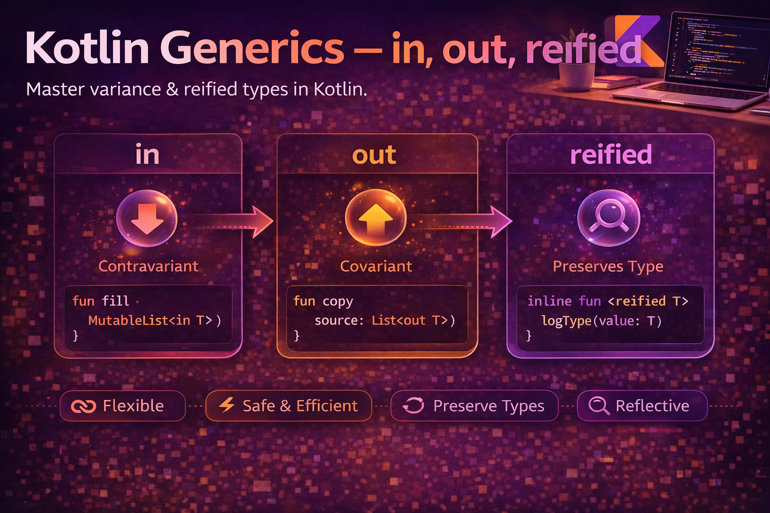 Kotlin Generics — in, out, and reified Explained