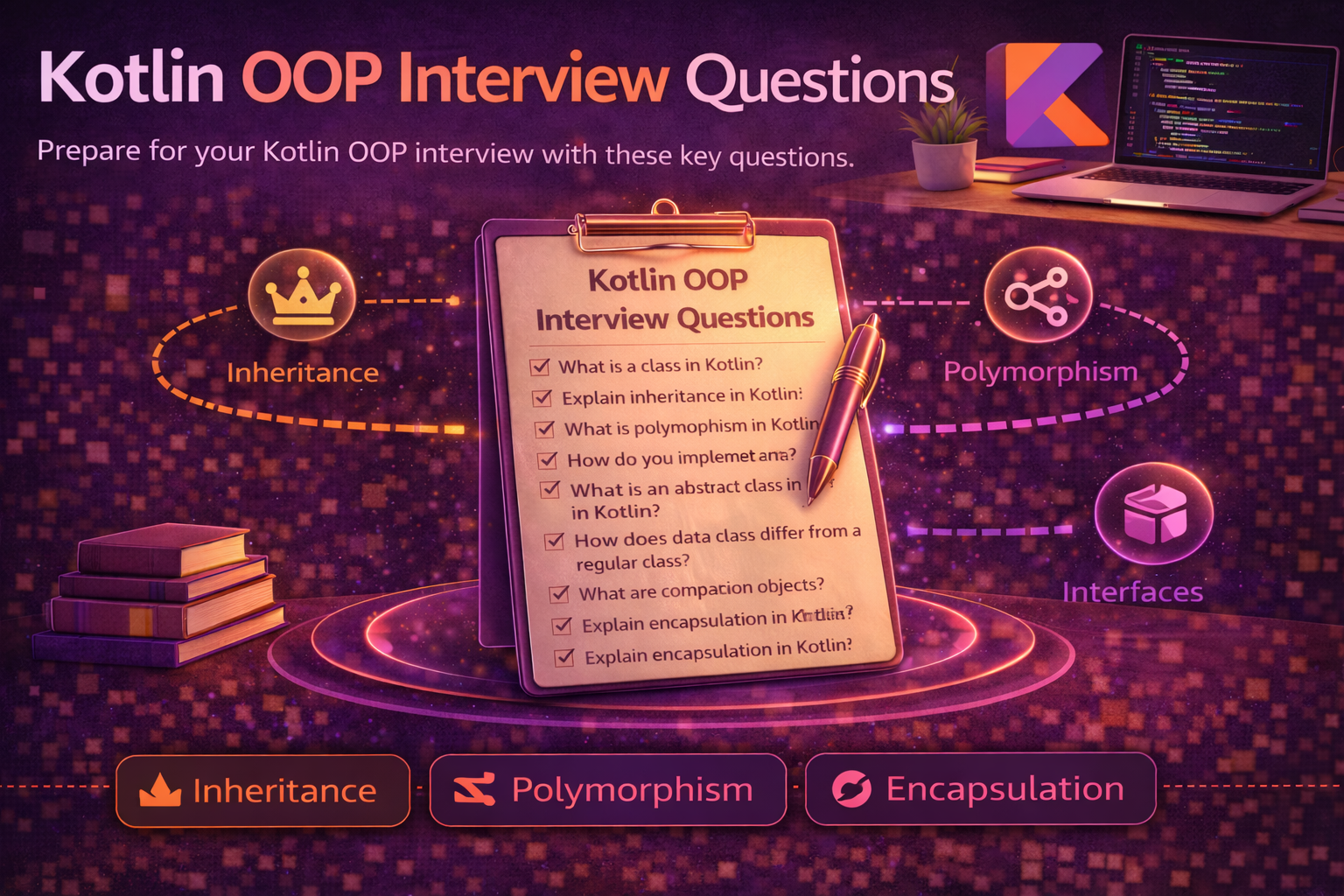 Kotlin OOP Interview Questions — 20 Questions on Classes, Inheritance, and Design
