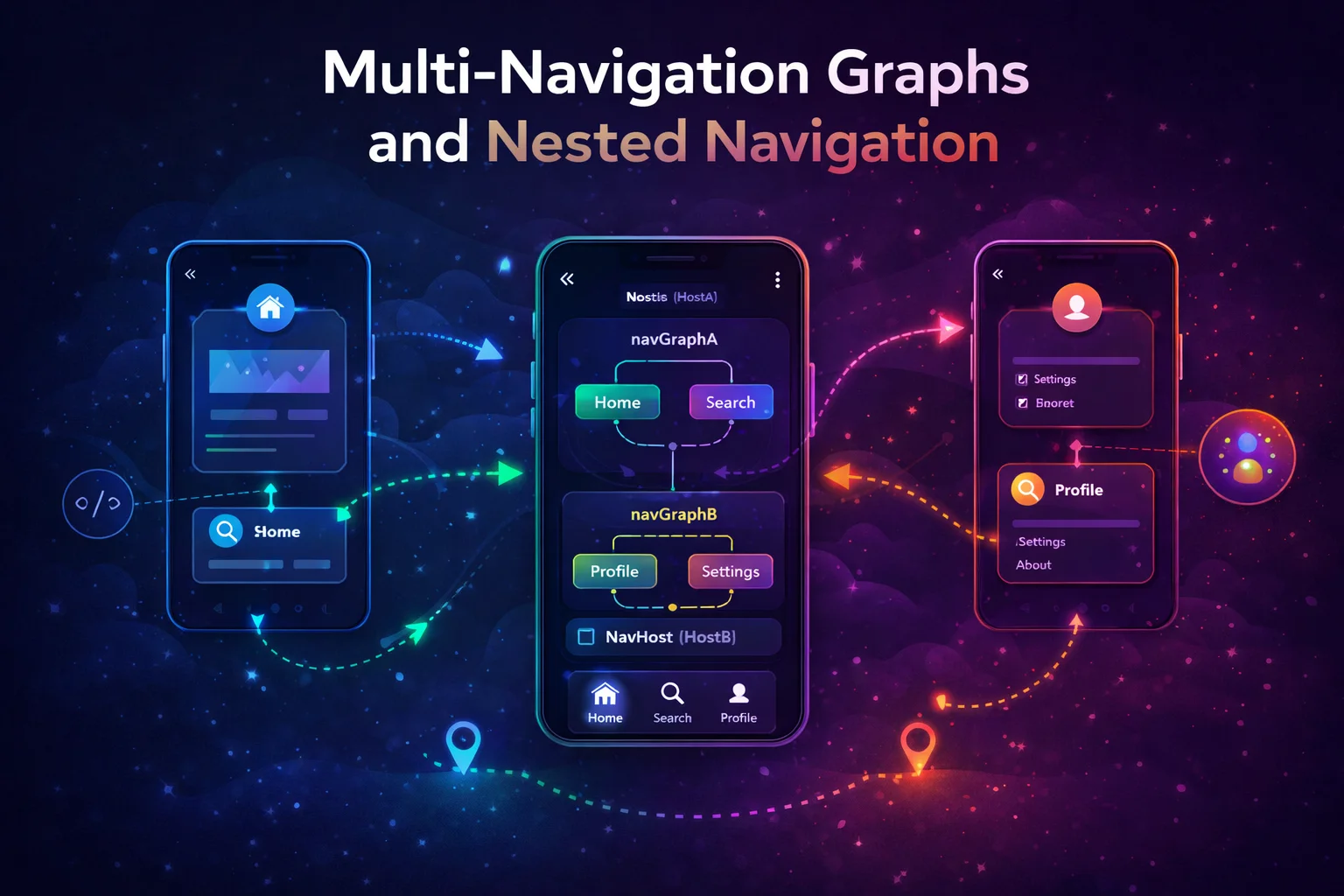 Nested Navigation Graphs — Group Screens, Pop Flows, Share ViewModels, and Multi-Module Navigation